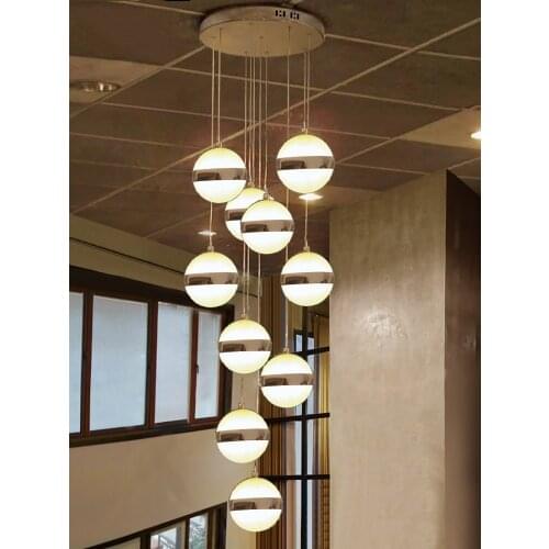 Nordic Chandelier Aluminum Acrylic DIY LED Lamp Pendant-Lights Pendant-Lamp For Dinning Room Foyer Spiral Stairs