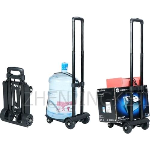 XTC-01 Four Rounds Iron Rod Small Cart Fold Portable Trolley Home Use Trolley Shopping Pull Goods Trailer Carry Luggage Trolley