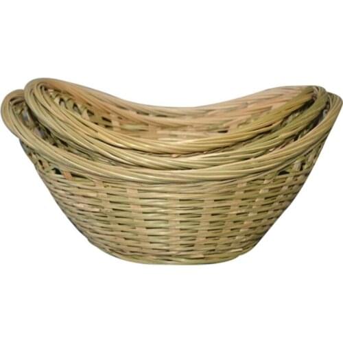 Woven Ingot Basket Bamboo Woven Handicraft Home Decor Natural Environmental Protection Storage Basket Fruit Plate, 3PCS