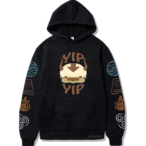 Funny Anime Avatar The Last Airbender Hoodie Men Harajuku Cartoon Kawaii YIP Letter Printe Fashion Winter Long Sleeve Sweatshirt