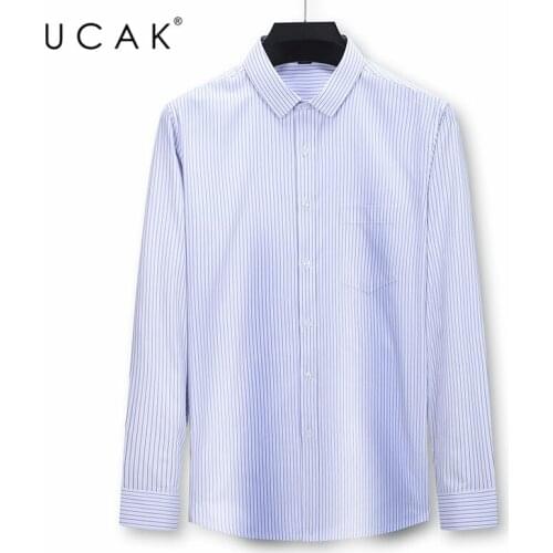 UCAK Brand Long Sleeve Shirts Men Clothing Turn-down Collar Streetwear Shirt Pull Homme 2020 Spring Autumn New Clothes U6096