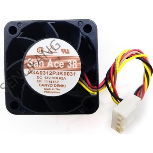 For 9GA0312P3K0031 DC 12V 0.62A 38x38x28mm Server Cooler Fan