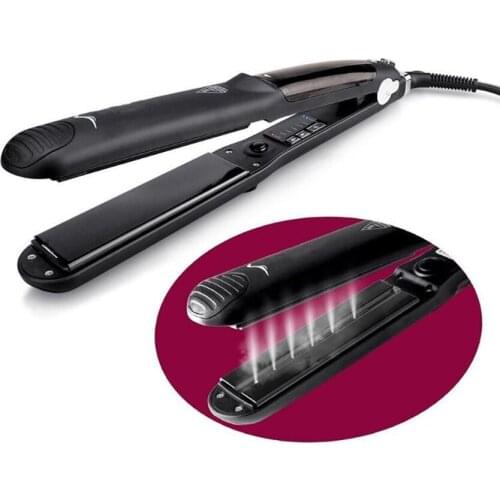 Flat Iron Hair Straightener and Curler, Steam Hair Straightener Flat Iron, Titanium Flat Iron Dual Voltage, 6-gear Temperature