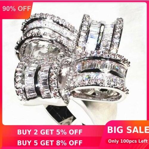 Big Flower Diamond Ring Real 925 sterling silver Jewelry Engagement Wedding band Rings for Women Bridal Luxury Party accessory