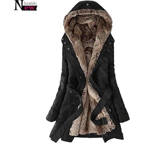 Fashion 2019 Winter Coat Women Hooded Faux Fur Coat Outerwear Warm Long Parkas Women Fur Jacket Coats Long Fur Liner Overcoat