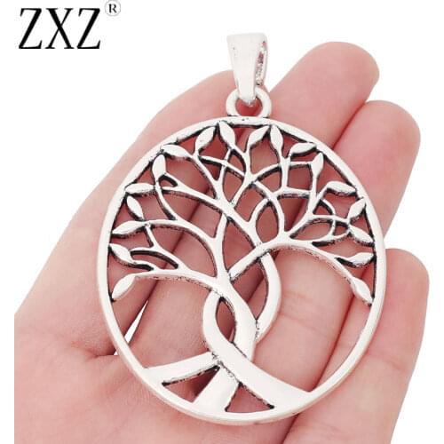 ZXZ 2pcs Tibetan Silver Large Tree Charms Pendants for Necklace Jewelry Making Findings 80x54mm
