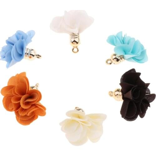 100-Pack Cloth Fabric Flower Pendants Tassel Charms DIY Earrings Making