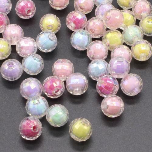 100PCS Acrylic Round Beads Rainbow AB Beads For Jewelry Making DIY Jewelry Accessories 8MM