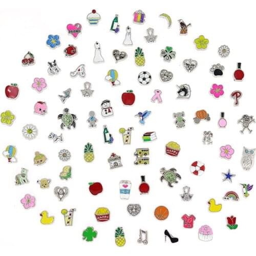 100pcs any design mix zinc alloy floating locket memory charms for floating locket