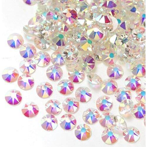144pcs 8+8 Cutting Surface Transparent Crystal AB Glitter Stone Flatback Glass Non Hot Fix Rhinestone Nail Art Decoration B3721