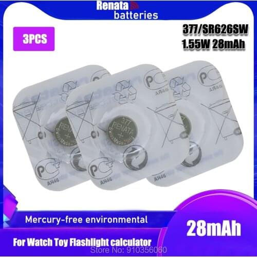 3PCS Renata 377 100% Original Brand New LONG LASTING SR626SW SR626 V377 Watch Battery Button Coin Cell Swiss Made