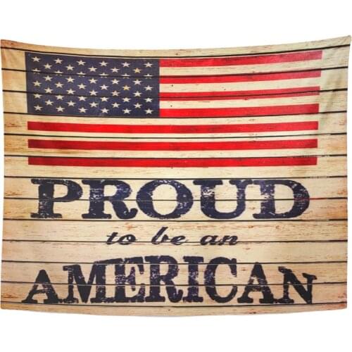 4Th American Flag and Proud to Be on Wood for Board Day Tapestry Home Decor Wall Hanging for Living Room Bedroom Dorm 60x80 Inch