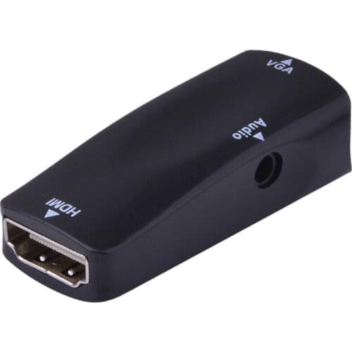 Mini HDMI-compatible Female To VGA Female Adapter 1080P FHD Audio Video HD2VGA Converter for PC Laptop HDTV Computer Projector