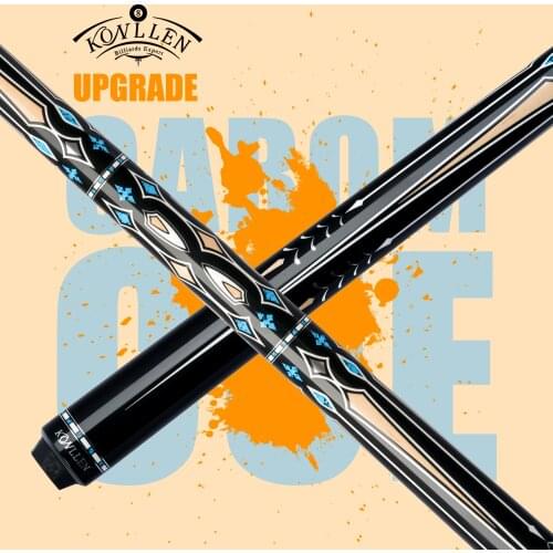 KONLLEN Billiards Carom Cue Carbon Fiber 3 Cushion Stick 142cm Technology 3*8/8 Radial Pin Joint Carbon Fiber Inlay Libre Cue