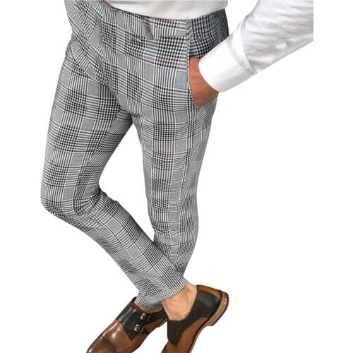 Mens Pants Fashion England Style Striped Pants Man Long Pencil Joggers Trousers Casual Streetwear Drawstring Side Pants#G30