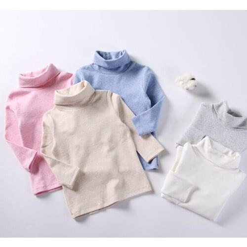 Kids clothes baby girls clothes boys clothes cotton high neck long sleeves t-shirts causual clothes children clothing t shirt