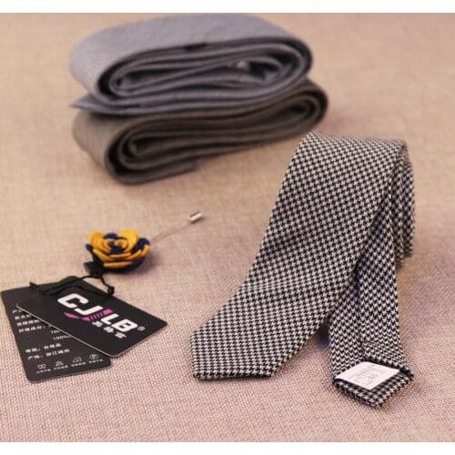 14colors Korean fashion designer high quality mens business neck tie skinny slim 5cm plaid wool gravatas ties for men 1pcs