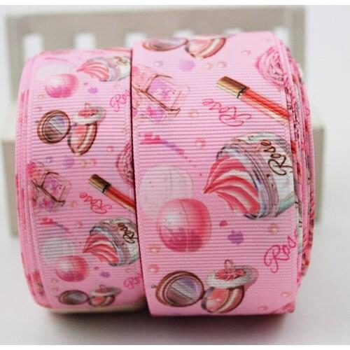Cartoon cosmetics printed grosgrain ribbon 9-75mm DIY handmade materials wedding gift wrap tape ribbons