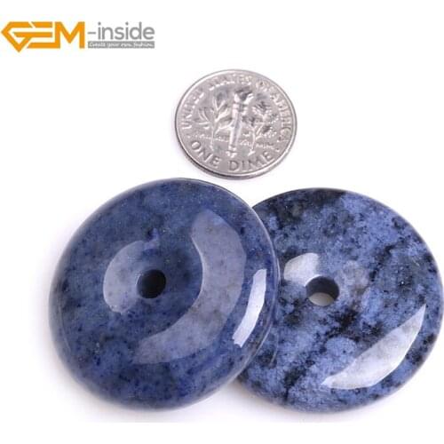 Gem-inside 35mm Natural Smooth Ring Circle Donuts Beads for Jewelry Making Necklace 1 piece Pendant DIY Jewellery