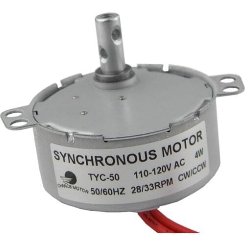 CHANCS TYC-50 110V AC 28/33RPM Small Synchronous Geared Motor 4W 50/60HZ CW/CCW For school Project, Model
