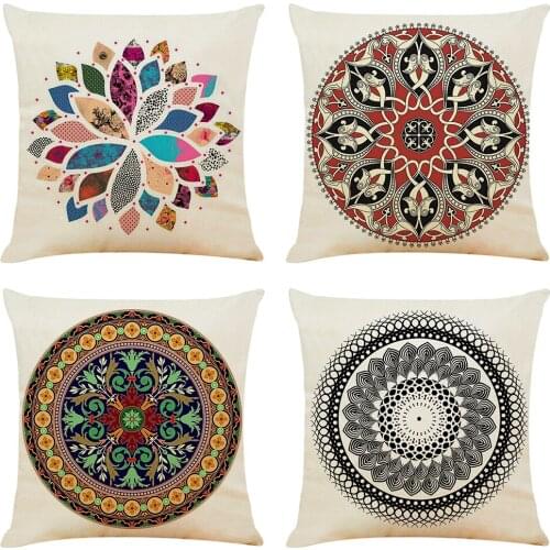 Mandala Bohemian Print Cushion Cover Decorative Pillows Cartoon Seat Cushions Home Decor Flax Throw Pillow Sofa Pillowcase