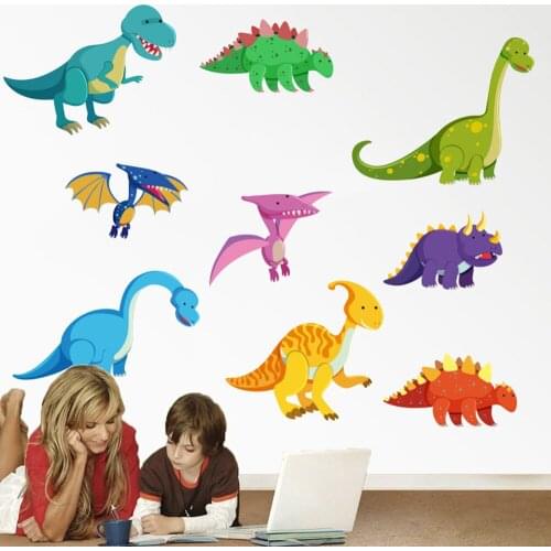 Cute Cartoon Dinosaur Series Wall Stickers Living Room Bedroom Stickers Childrens Educational Smart Wall Stickers