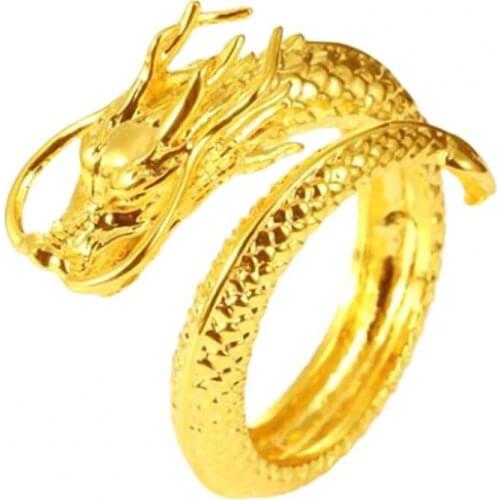 Fashion Vintage Open Engraving Men Dragon Shape Domineering Live Mouth Open Ring Jewelry Accessory for Daily Life Gifts Hot Sale