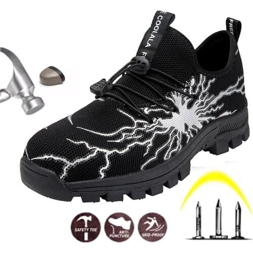 2021 Men Safety Shoes Steel Toe New Breathable Non-Slip Work Boots Indestructible Shoes Puncture-Proof Work Sneakers Men
