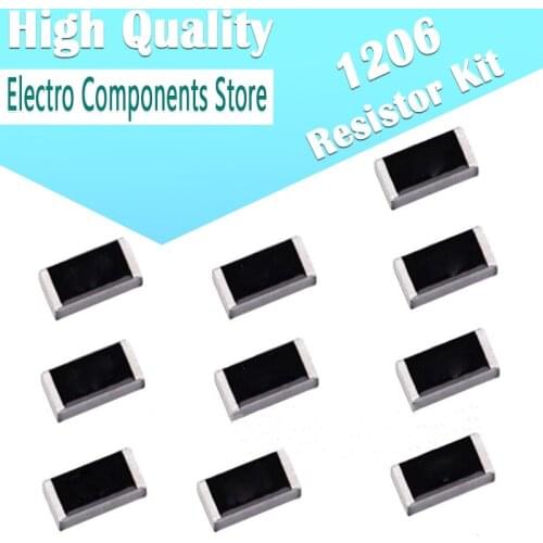 2000Pcs/Lot 1206 SMD Resistor Kit Assorted Kit 10R-910K Ohm 5% 80Values Sample Kit High Precision Film Chip Resistance Kit