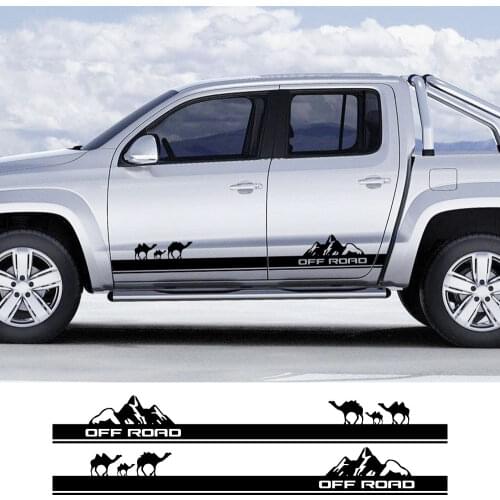 Pickup Door Side Skirt Stripes Decals For VW Volkswagen Amarok Stickers Truck Mountain Off Road Decor Covers Auto Accessories
