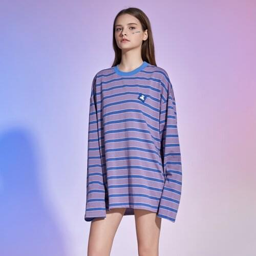 2021autumn New Arrivals Cute Bear Patch American Retro O-neck Pullover Long Sweatshirts Cotton Tops