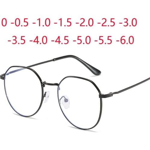 Diopter -1 -1.5 -2 -2.5 -3 -3.5 -4 -6 Ultra Light Finished Metal Anti blue Light Myopia Glasses Classic Nearsighted Eyeglasses