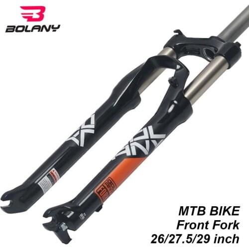 BOLANY MTB Bike Front Fork 26/27.5/29 inch Mountain Bike Aluminum Alloy Spring Lock Suspension Fork PM Disc Brake Bicycle Parts