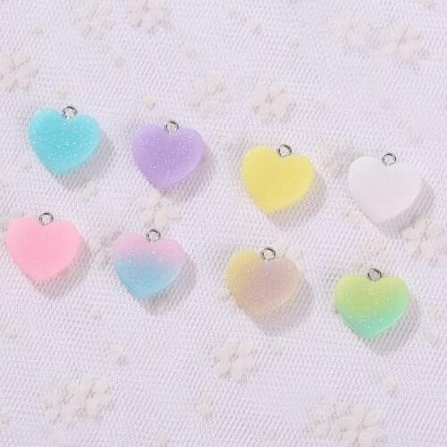 10pcs DIY earring pendant Flatback resin heart charms Jewelry necklace pendant for earrings diy Keychain parts