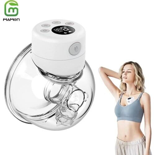 MAMON Wearable Electric Breast Pumps Hands-Free LCD Display Portable Intelligent Wireless Integrated BPA Free One or Double