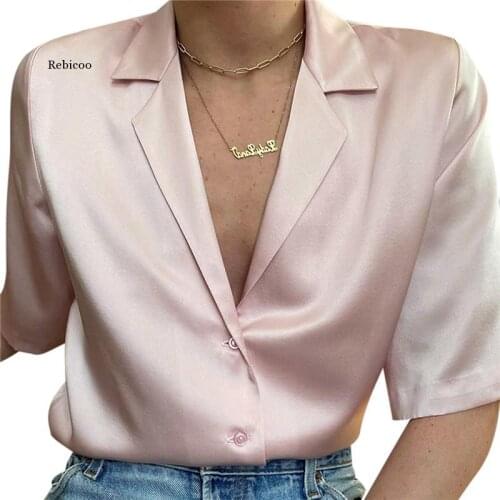 Rebicoo Womens Satin Shirts