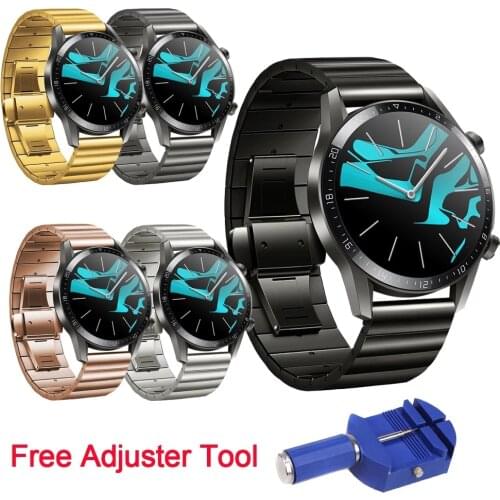 20/22mm Watch Strap for Huawei watch GT2 46MM smart watchband For GT 42mm stainless steel butterfly buckle Loop Watch strap