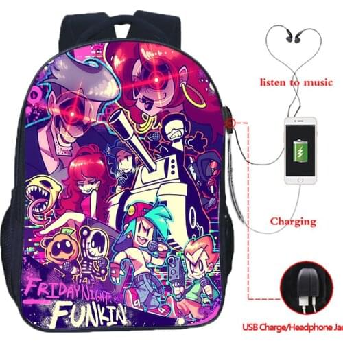 Friday Night Funkin 3d Print Usb Backpacks Boys Girls School Bags Friday Night Funkin Backpacks Teenager Schoolbag Mochila