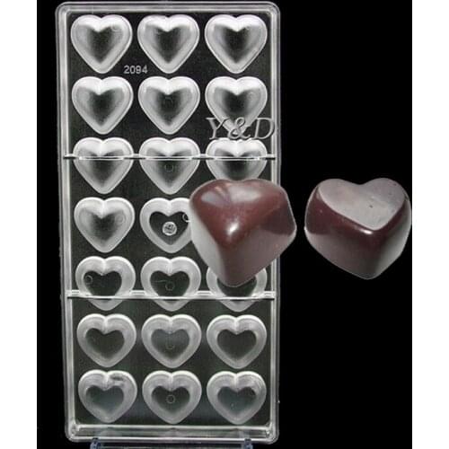 Heart Clear Polycarbonate Hard Inject Plastic DIY Handmade Chocolate PC Mold