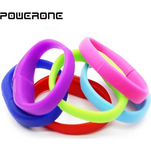 POWERONE Silicone Wrist band Usb 2.0 Usb Flash Drive pendrive 4GB 8GB 16GB 32GB 64GB hand strap Pendrives Memory stick