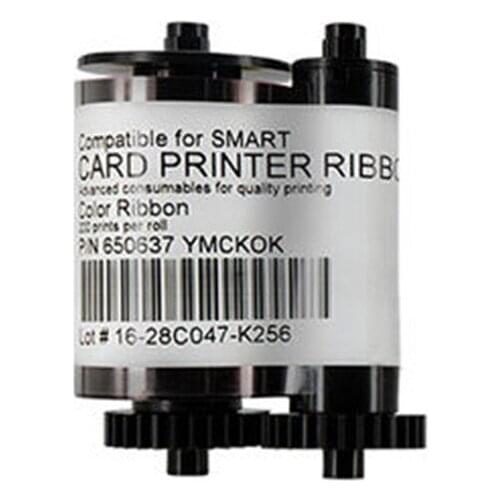 Compatible IDP 650637 YMCKOK Color Ribbon For Smart 30S 30D 50S 50D 50L Card Printer 200 Prints 1 Roll