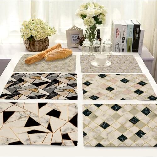 Modern Home Improvement Marble Geometric Pattern Tableware Cushion Decoration Geometric shape Diamond Fabric Placemat