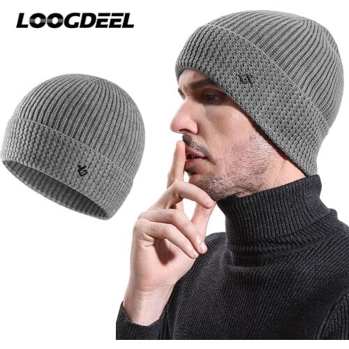 LOOGDEEL Thicken Knitted Woolen Climbing Hat Skin-friendly Warmth Men Women Outdoor Hiking Running Cycling Windproof Soft Caps