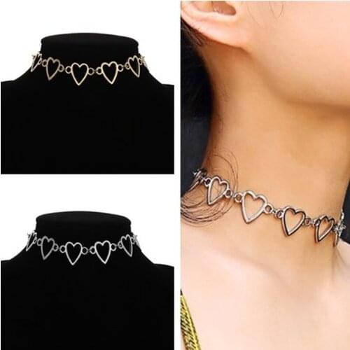 Hollow Korean Sweet Love Heart Choker Necklace Gold Silver Personality Girlfriend Gift Cute Necklace Jewelry Collier Femme 2021