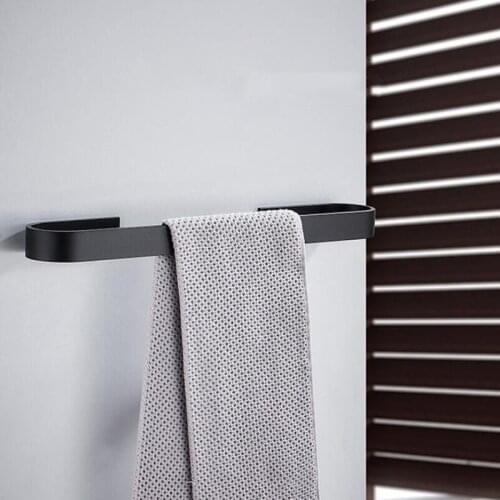 Towel Rail Rack Hanger Bathroom Towel Holder Black Silver Black Aluminum Wall Hanging Towel Bar Storage Shelf Accessories