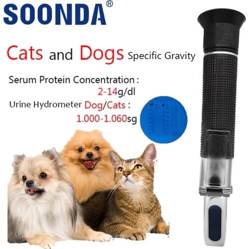 2-in-1 Pet Cat Dog Urine Refractometer For 1.000-1.060 Specific Gravity Veterinary Serum Plasma Protein Hemoglobin Tester Meter