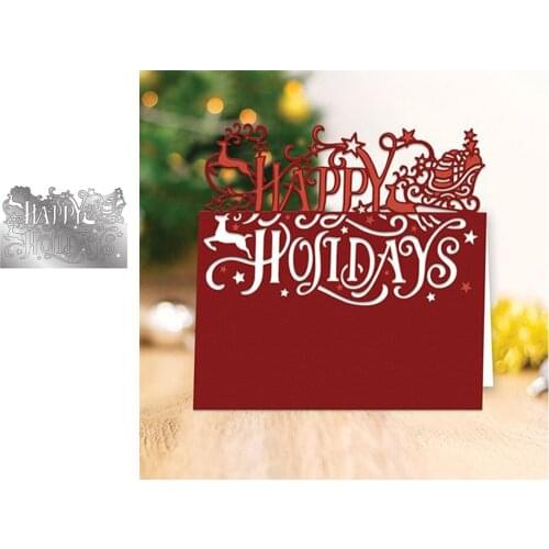 2021 HAPPY HOLIDAYS Letters Metal Cutting Dies for Scrapbooking Stencil Knife Mould Blade Punch Model Craft Decoration Template