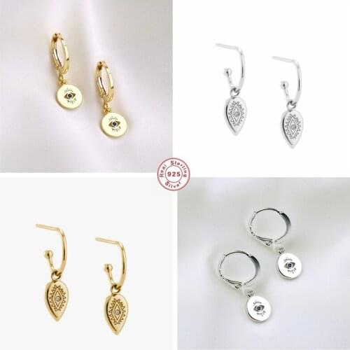 Aide Funny Eye Pattern Solid 925 Sterling Silver Hoop Earrings For Party Engagement Gift Earring Long Pendientes Fine Jewelry