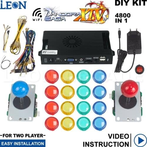 Arcade Cabinet Diy Kit Wood Pandora Box Saga 14 5pin 8way Arcade Joystick Led Transparent Illuminated Arcade Button Pandora Wifi