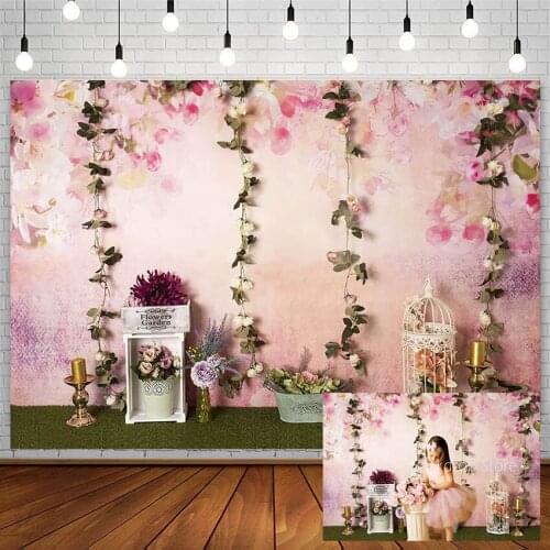 Avezano Birthday Baby Shower Photography Backdrop Spring Pink Flower Girl Photocall Photo Background Studio Photozone Decoration